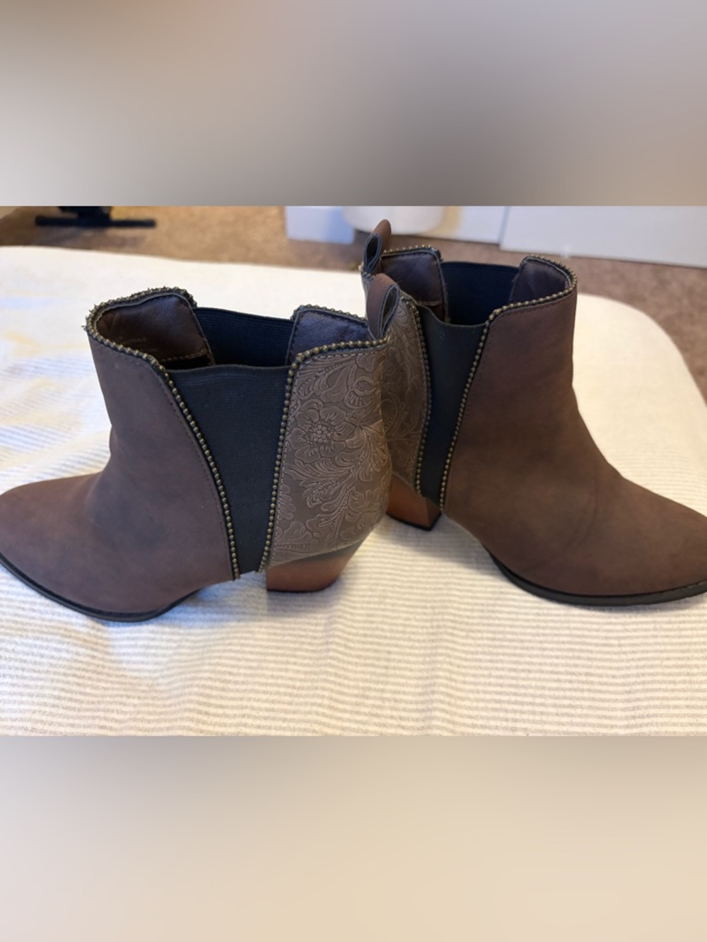 Maurices Brown Embossed Chelsea Booties